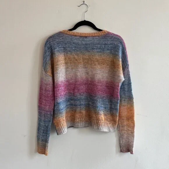 Rails Camille Mohair Blend Sweater Ombre Rainbow Size M Crew Neck Pullover - Picture 3 of 4